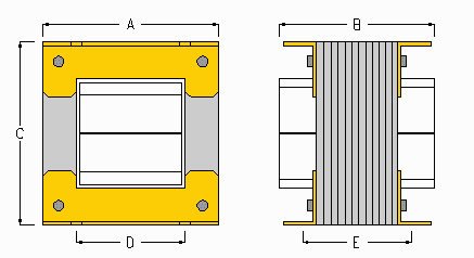Dimensioner - Transformer med 4xBundvinkel 25-550VA
